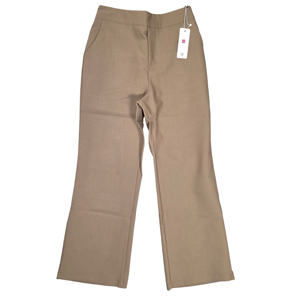 EF Dress‎ Pants High Waist Wide Leg Chino Slacks Womens Size M Brown NWT Chic